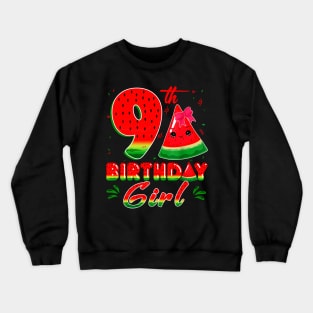 9th Watermelon Themed Fruit Birthday Girl Party Crewneck Sweatshirt